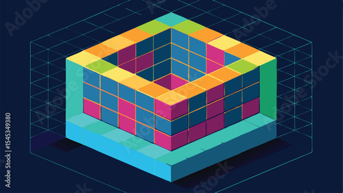 Geometric isometric colorful cube with transparency suitable for various design projects