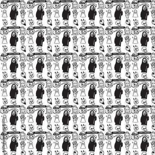 Seamless pattern with vector silhouettes of women and people in black simple style
