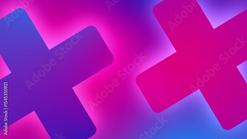 Abstract cross shapes with bright vibrant gradient and color blend