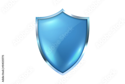 Elegant blue shield with silver border symbolizing protection security and safeguarding