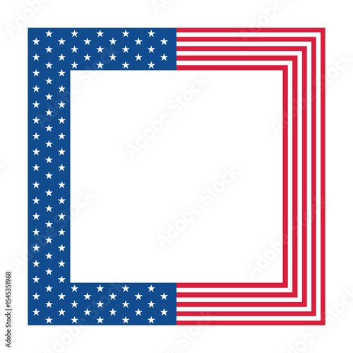 Square Frame with Stars and Stripes. Vector illustration.