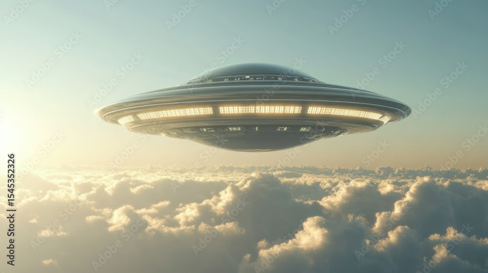 Obraz premium Ufo above clouds sunrise