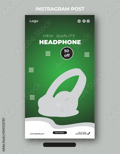 New quality Instagram headphone product sale post banner design template