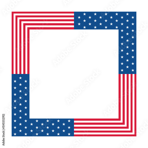 Square Frame with Stars and Stripes. Vector illustration.