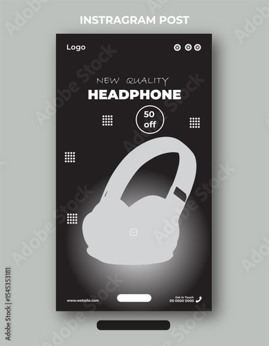 New quality Instagram headphone product sale post banner design template