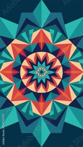 Geometric mandala design with modern color palette and artistic abstract symmetry