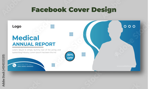 Medical annual report facebook cover and banner design template