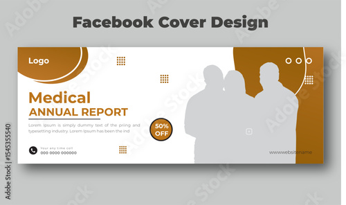 Medical annual report facebook cover and banner design template