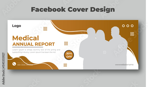 Medical annual report facebook cover and banner design template