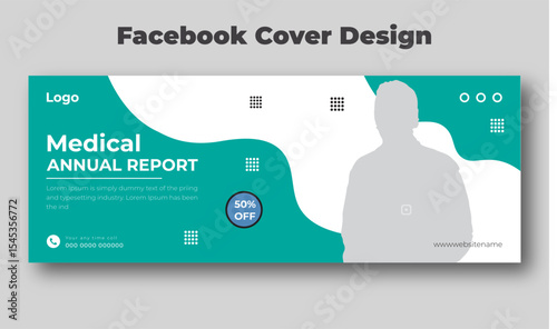 Medical annual report facebook cover and banner design template