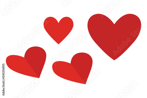 Love heart icons. Set of Valentine's day hand drawn decorative heart elements. Set of heart icons different style red color. Heart elements for valentine message. Love passion concept. EPS