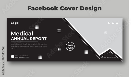 Medical annual report facebook cover and banner design template
