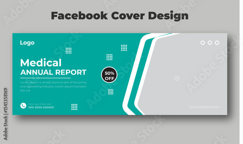 Medical annual report facebook cover and banner design template