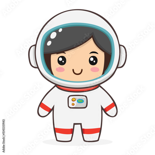 Cute cartoon astronaut ready to explore the space. A symbol of curiosity, adventure, and scientific exploration