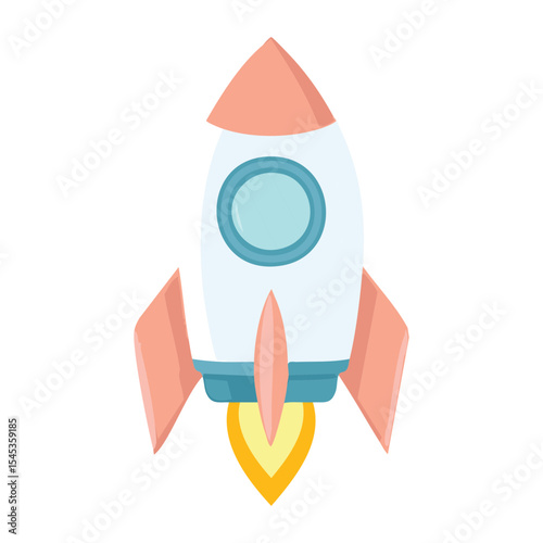 A cartoon rocket ship launching into the sky with a fiery trail. It's a symbol of adventure, exploration, and reaching new heights