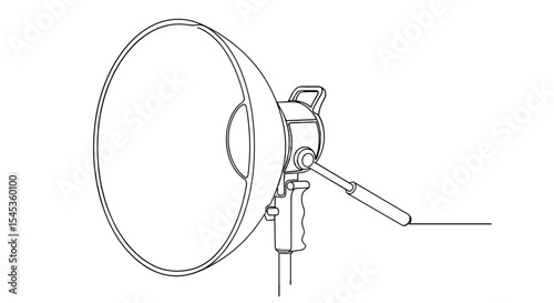 Studio Lighting Reflector: A detailed line drawing of a studio photography reflector, showcasing its design and functionality for professional image creation. 