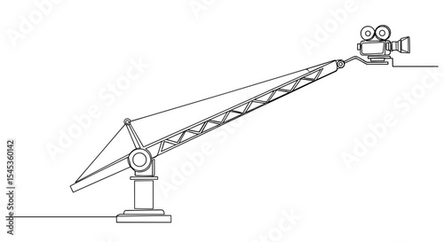 Film Camera Crane: A cinematic camera crane extends, poised to capture an expansive view. A symbol of filmmaking and production.