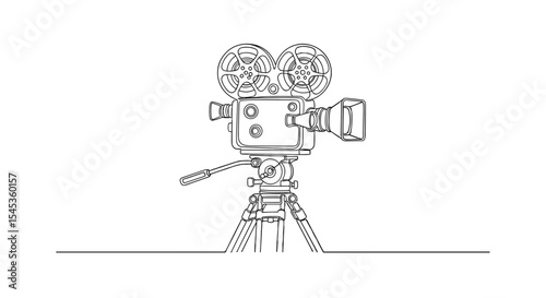 Vintage Movie Camera: A vintage movie camera, a symbol of classic filmmaking, stands proudly on a tripod, inviting viewers to step back in time