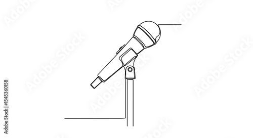 Microphone on Stand: Simple line art of microphone on stand, perfect for audio projects