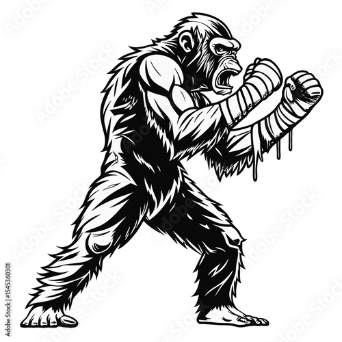 gorilla boxing with fists