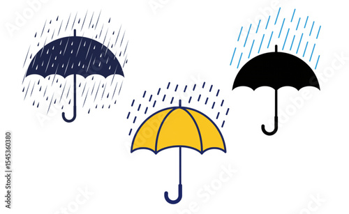 Versatile umbrella design elements perfect for branding projects, website icons, and app interfaces featuring rain and protection concepts.