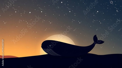 Whale silhouette at sunset