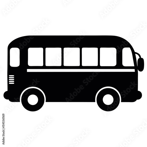Bus Silhouette on White Background