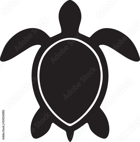 Silhouette outline of a sea turtle in motion, ideal for marine life, ocean themes, and eco-friendly design use.