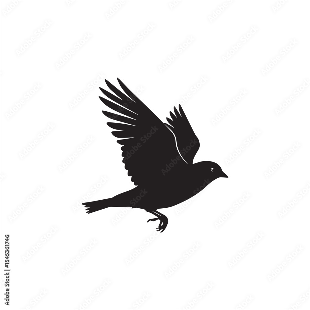 Fototapeta premium Silhouette of a Bird in Flight, A Symbol of Freedom, Wildlife and Beauty in Monochrome, Black and White