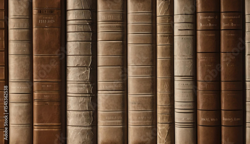 Abstract library aesthetic with ghosted book spine patterns in umber and chalk, subtle embossing effect - minimalist intellectual background with autumn mood