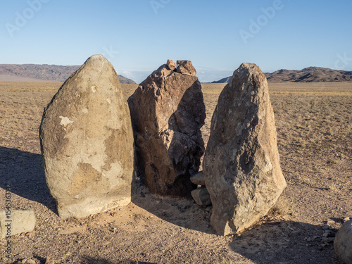 Menhirs in the Altyn Emel National Park in Kazakhstan