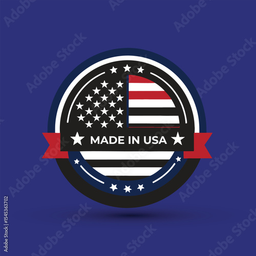 Circular made in usa label with american flag design for product packaging
