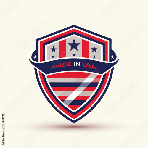 American shield logo made in usa patriotic emblem isolated on white background