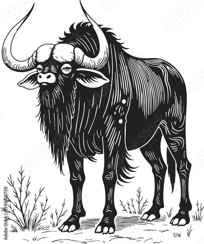 Elasmotherium hand drawn engraving showcasing a majestic creature in detailed vintage style
