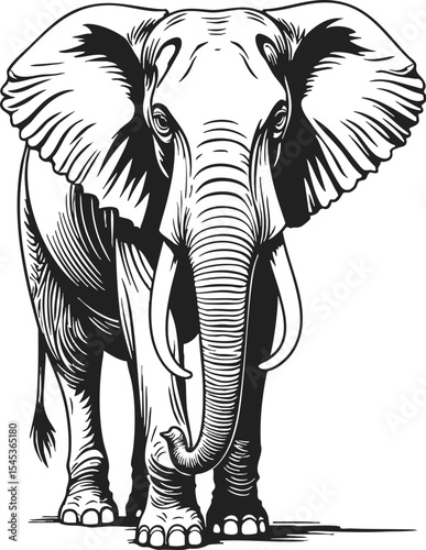 Indian Elephant vintage vector illustration with detailed engraving showcasing the majestic creature in a natural posture