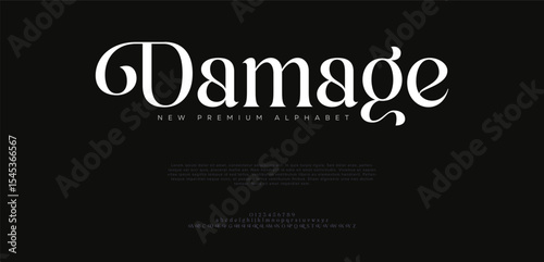 Damage typography beauty fashion elegant minimalist serif italic fonts decorative wedding vintage retro logos. Minimal luxury font alphabet logo. Vector illustration
