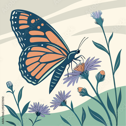 Flat butterflies flying background