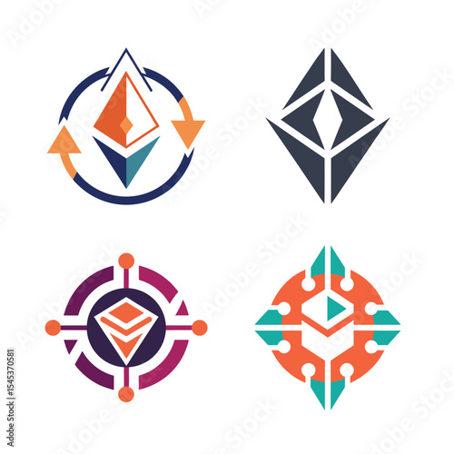 Crypto Exchange Icon Collection Abstract Flat Logo Design in Solid Colors
