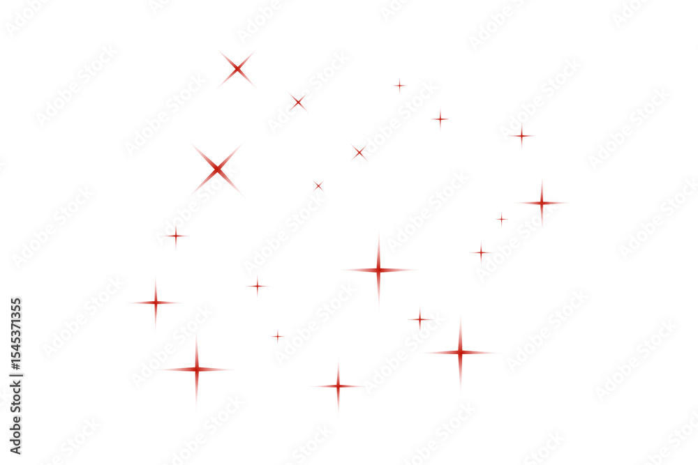 Fototapeta premium Scattered red sparkles and stars bursting against a deep black night sky illustration