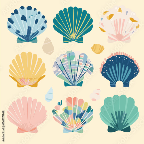 Vector illustration set of seashells