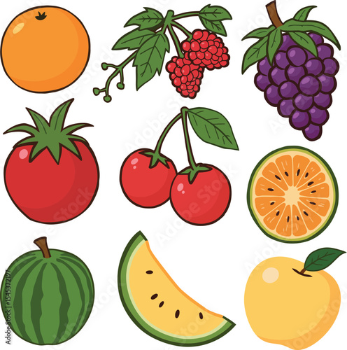 Fresh fruit medley vector illustration healthy eating