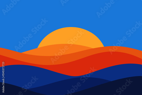vector illustration of a sunset