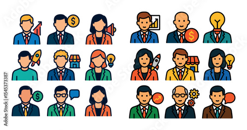 Colorful Business Icons Grid