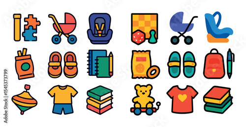 Colorful Kids' Items Icons