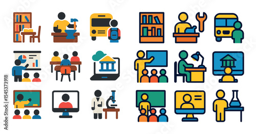 Colorful Learning Environments Icons