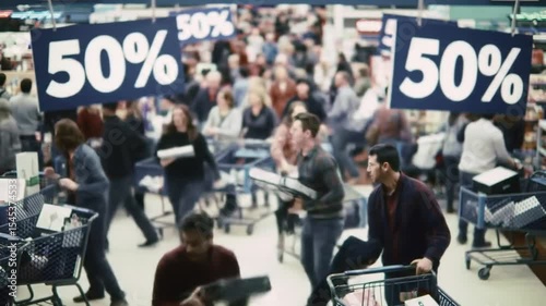 Wallpaper Mural Intense Black Friday Shopping Spree: Crowd Pursuing Discounts in Overwhelmed Retail Store Torontodigital.ca