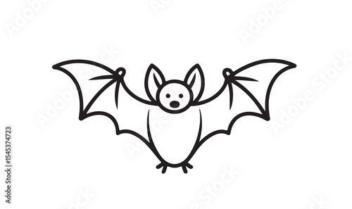 Adorable Halloween Bat Outline Icon for Spooky Cartoon Design.eps