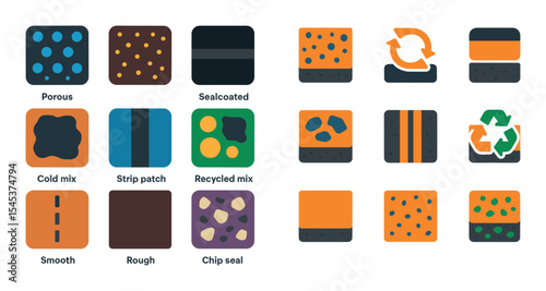 Colorful Asphalt Icon Grid