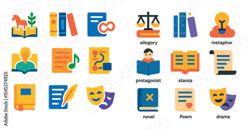 Literature Icons Grid
