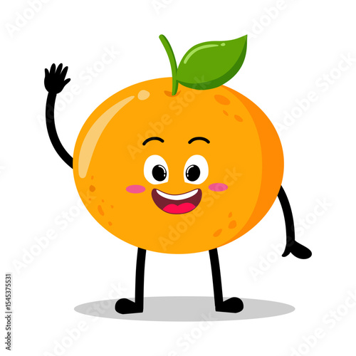 Cute Hand Drawn orange Face Wave Hello